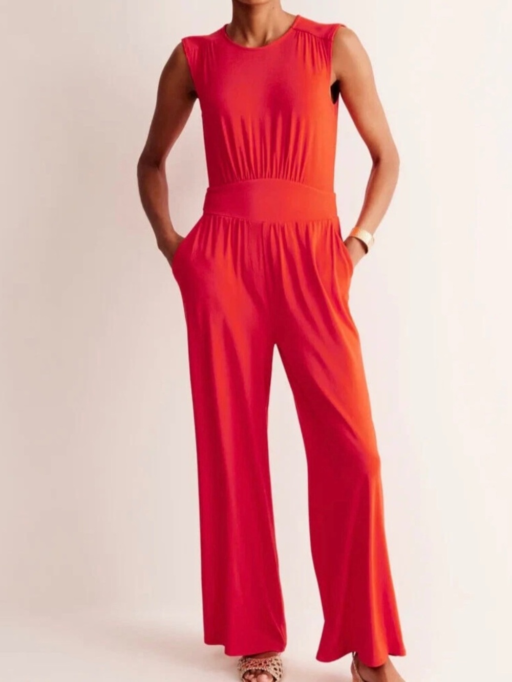 NWT‎ Boden Thea Jersey Jumpsuit Flame Scarlet Red Orange US4 UK8